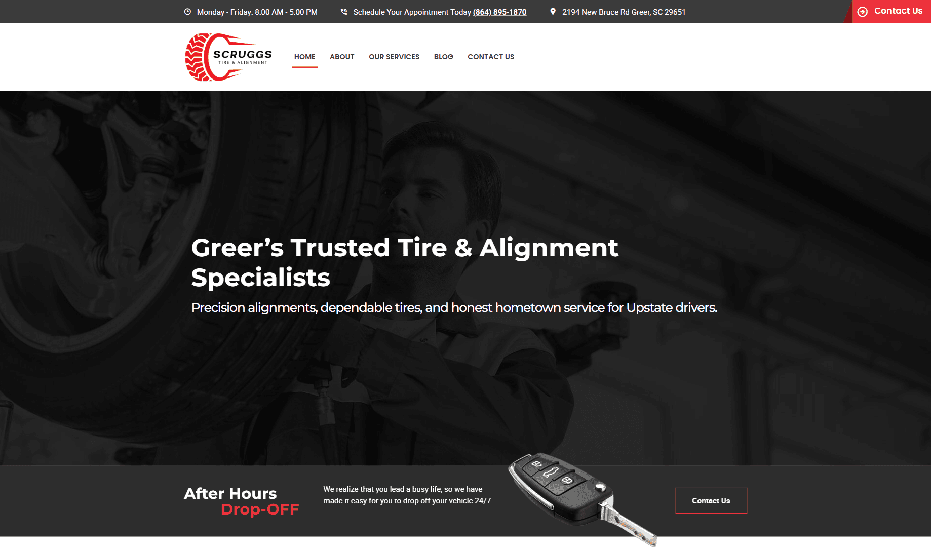 Scruggs Tire & Alignment case study screenshot