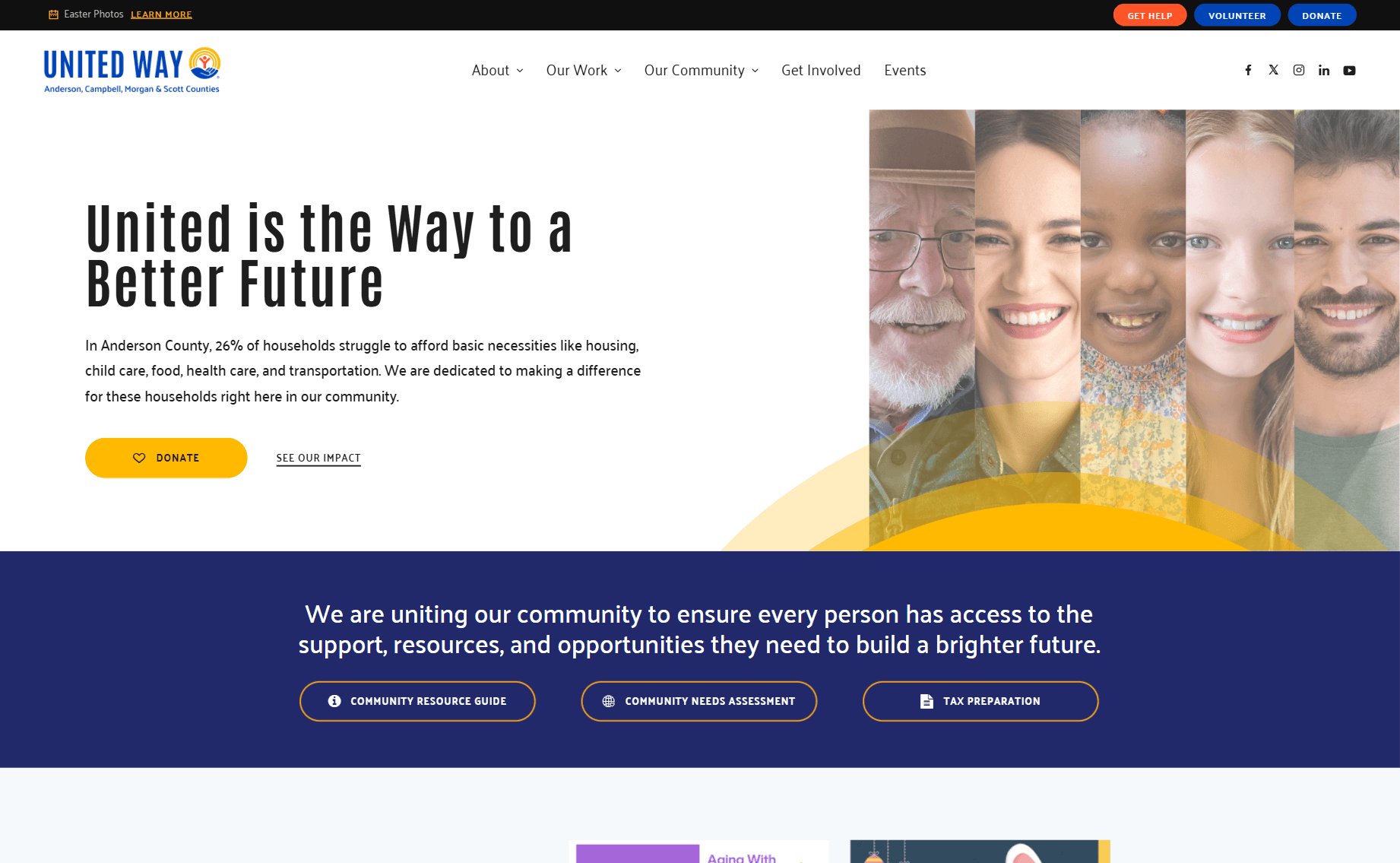 United Way of Anderson County website shown in a browser